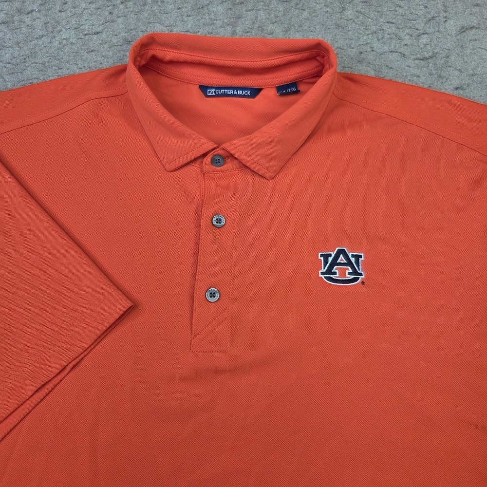 Cutter Buck Auburn Tigers Polo Shirt Mens 2XL Orange Short Sleeve Golf Flex